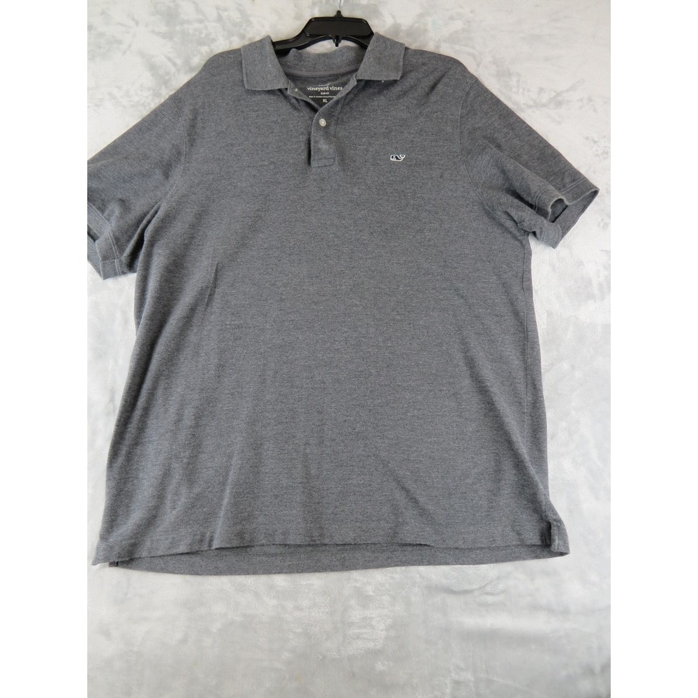 Vineyard Vines XL Men's Heather Grey Cotton Polo Shirt Whale Logo‎ Classic Fit